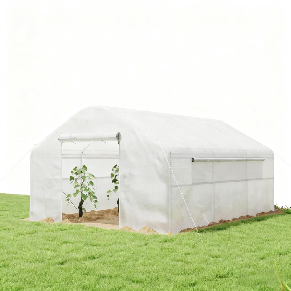 Greenhouse with Upgraded Galvanized Steel Frame and Large Windows, 13' x 10' x 6.5'