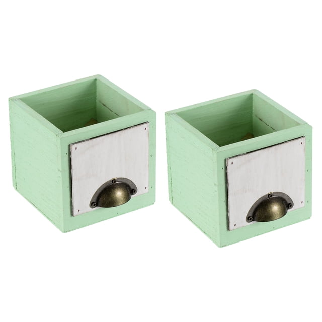 Unique Bargains 4' Wood Square Planter Box Decorative Flower Pot Cube Container, Peak Green 2 Pack