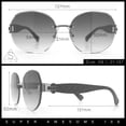thumbnail image 3 of Womens Rimless Bevel Lens Flower Jewel Hinge Round Fashion Sunglasses Gold Beige - Brown, 3 of 8
