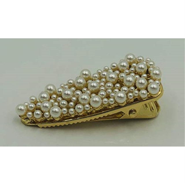 Caravan Caravan broche de resorte de tres ángulos mediano decorado con perla en baño de oro CARAVAN 71426