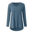 thumbnail image 4 of SHOPESSA Womens Tops Plus Size Long Sleeve Workout Shirts Casual V-Neck T-Shirt Loose Workout Tops Solid Blouse, 4 of 5