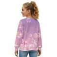 thumbnail image 3 of COEQINE Girls Long Sleeve Cardigan with Cute Print, Lightweight Polyester Crewneck Button Front Cover Up, Soft Fall Top for School and Casual Wear, Ages 7-8, Starfish Bubble Purple, 3 of 7