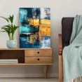 thumbnail image 5 of Abstract Teal and Gold Canvas Art Print Perfect for Living Room Bedroom Office Dining Room and Hallway Decoration., 5 of 8