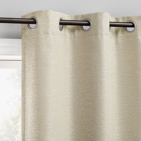 Sun Zero Serenity 2-pack Abstract Magnetic Closure 100% Blackout Grommet Curtain Panel Pair, 36"W x 63"L, Natural