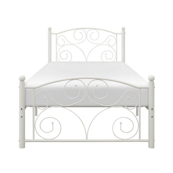 Chelsea Lane Abigail White Curlicue Metal Platform Bed, Multiple Sizes