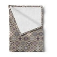 thumbnail image 2 of Antique Oriental Soft Flannel Fleece Throw Blanket, Flowers in Honeycomb Look Frames Rhythmic Pattern, Cozy Plush for Indoor and Outdoor Use, 70" x 90", Pale Tan Dark Taupe Grey, by Ambesonne, 2 of 5