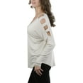thumbnail image 3 of ToBeInStyle Women's Cutout Shoulders and V-Neck Long Sleeve Top, 3 of 3
