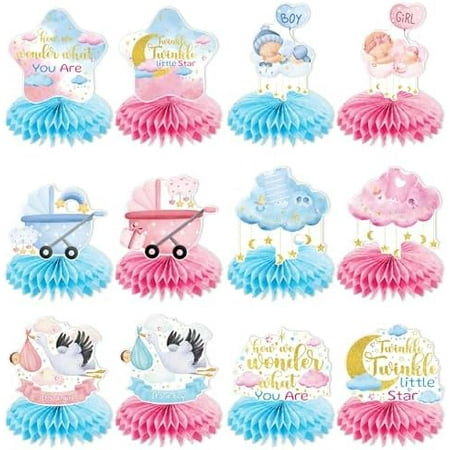 Twinkle Twinkle Little Star Gender Reveal Decorations, 12 Pcs Baby Shower Honeycomb Centerpiece for Table, Shining Star Decor Table Centerpiece for Girls Boys$$Electronics Accessories