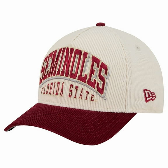 Men's New Era Garnet/Cream Florida State Seminoles Arch Two-Tone Corduroy 9FORTY A-Frame Adjustable Hat