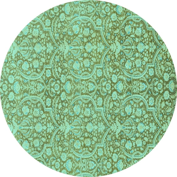 Ahgly Company Indoor Round Abstract Light Blue Modern Area Rugs, 6' Round