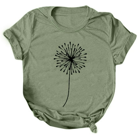 

YDKZYMD Mint Green Women S Summer Tops and Blouses Athletic Printed Womens T Shirts Casual Striped T-Shirt Dandelion Graphic Womens Maternity Tops Short Sleeve Boho Clothing for Women 3XL