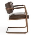 thumbnail image 3 of Benjara Fond 25 Inch Dining Chair, Open Back, Brown Real Leather Cantilever, Iron, 3 of 5