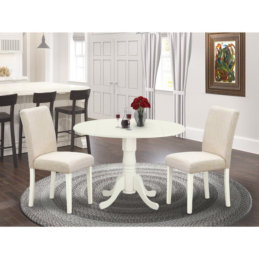 East West Furniture DLAB3LWH02 3Pc Round 42" Dining Room Table With