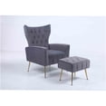 thumbnail image 4 of JERFIT Modern Velvet Accent Chair with Ottoman, Tufted Lounge Chair and Footstool Set for Living Room, Dark Gray, 4 of 5