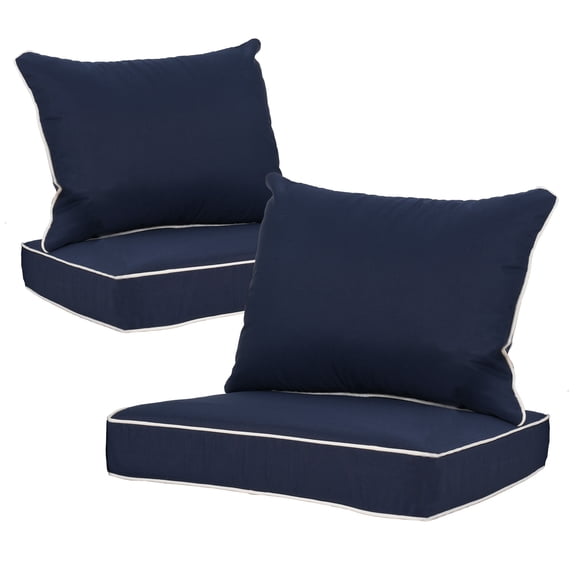 FKS LIFE Outdoor Patio Chair Cushions Set 24"x24"x4" Waterproof Fade Resistant Deep Seat for Chairs and Sofas(2 Set)