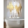 thumbnail image 6 of Gold Grey Semi Sheer Window Curtains 72 Inches Long, Abstract Contemporary Square Graffiti Smear Art Rod Pocket Voile Silky Chiffon Curtain Light Filtering Drapes for Living Room, 52"x72", 2 Panels, 6 of 9