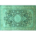 thumbnail image 1 of Ahgly Company Machine Washable Indoor Rectangle Medallion Turquoise Blue Traditional Area Rugs, 2' x 4', 1 of 4