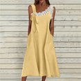 thumbnail image 2 of Vestido de Verano Casual sin Mangas Gradual de las Mujeres Vestido Largo con Cuello en V, Vestido de Vacaciones de Poliéster Suave, 2 of 9
