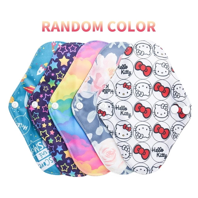 S Size Random Color 5pcs/set Absorbent Microfiber Bamboo Charcoal Menstrual Pads Waterproof Washable Reusable Sanitary Pads