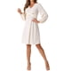 thumbnail image 4 of Vestido midi A-Line Inspire Chic para mujer, vestido de cuello en V texturizado con cruce, color beige, 4 of 6