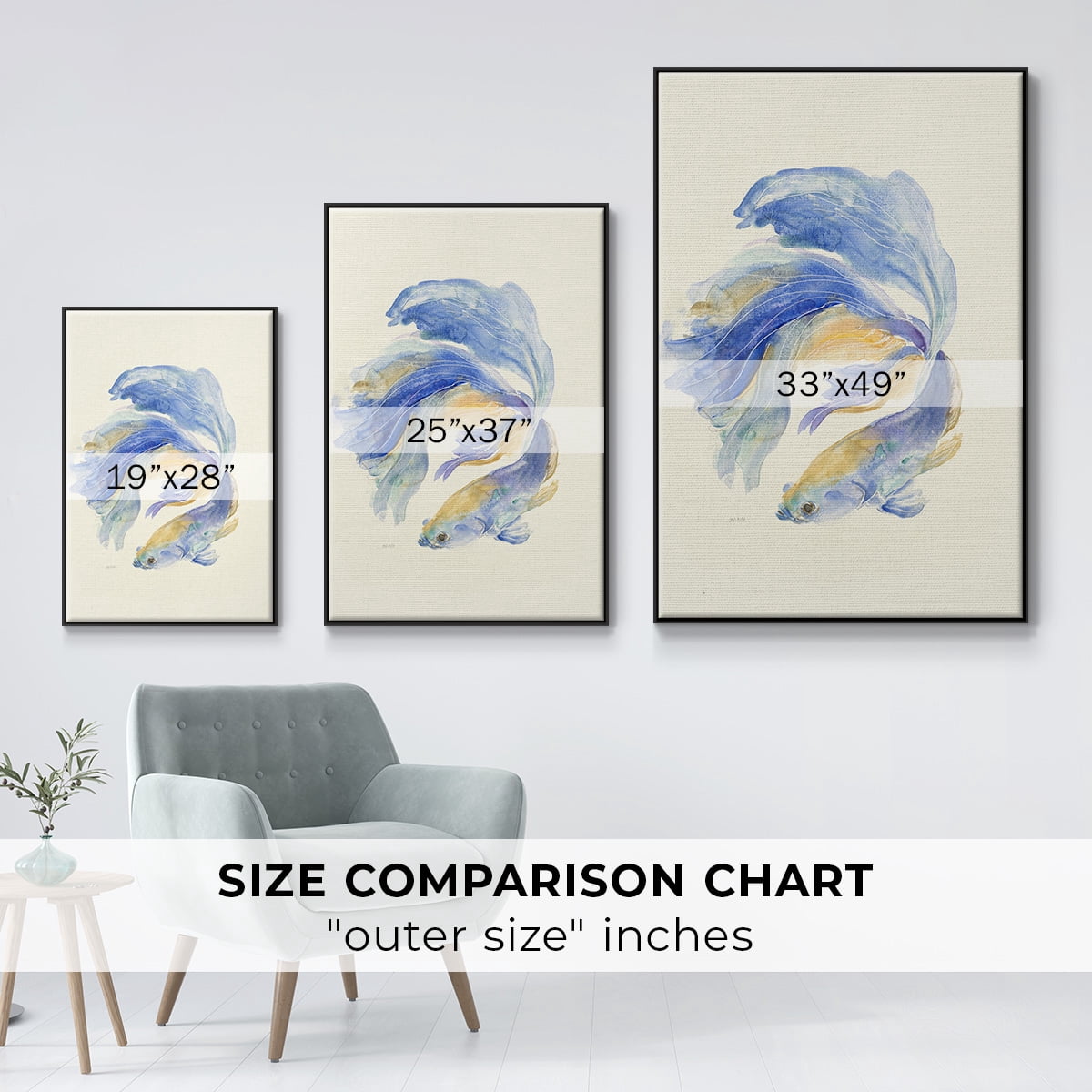 Betta II Framed Premium Gallery Wrapped Canvas - Ready to Hang - 17 x 25 - Black Floating Frame