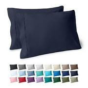 Bare Home Pillowcase Set - Premium 1800 Collection - Double Brushed - Ultra Soft - Standard Size, Midnight Blue, 2 Count