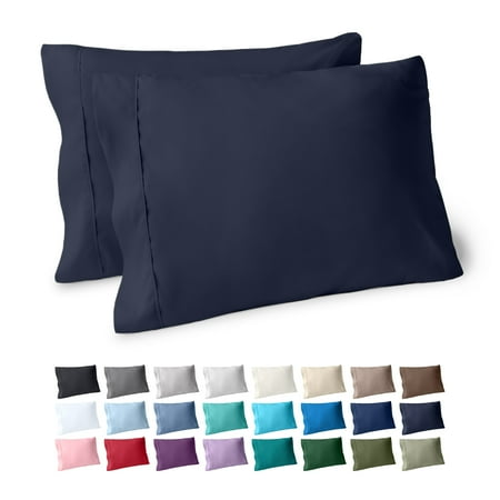 Bare Home Pillowcase Set - Premium 1800 Collection - Double Brushed - Ultra Soft - Standard Size, Midnight Blue, 2 Count