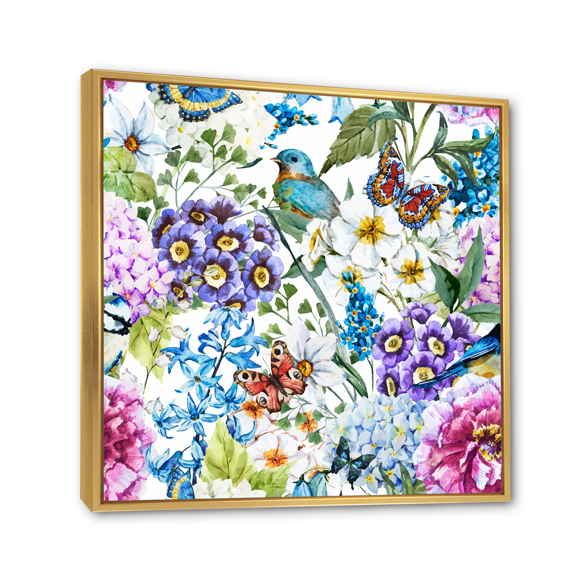 Designart 'Wildflowers and Vibrant Wild Spring Leaves XII' Modern Framed Canvas Wall Art Print