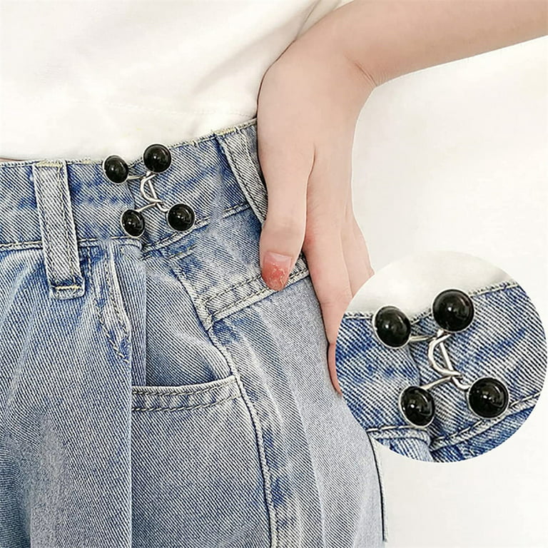 Fizzest FIZSST Jeans Button Tightener Pants Adjuster Waist Tightener for Pants Women Men and Children,Waist Clip Pack of 6 Black