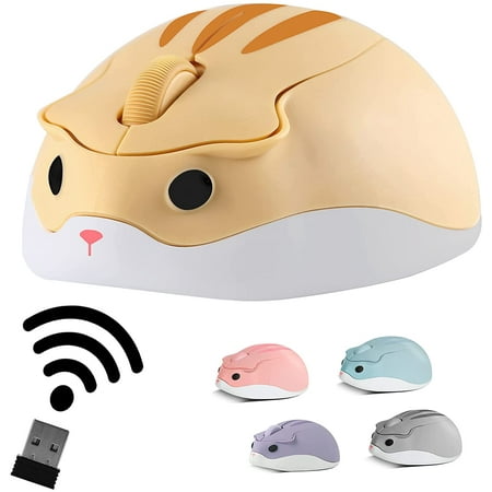 Wireless Mouse Cute Hamster Shaped Computer Mouse 1200DPI Less Noice ...