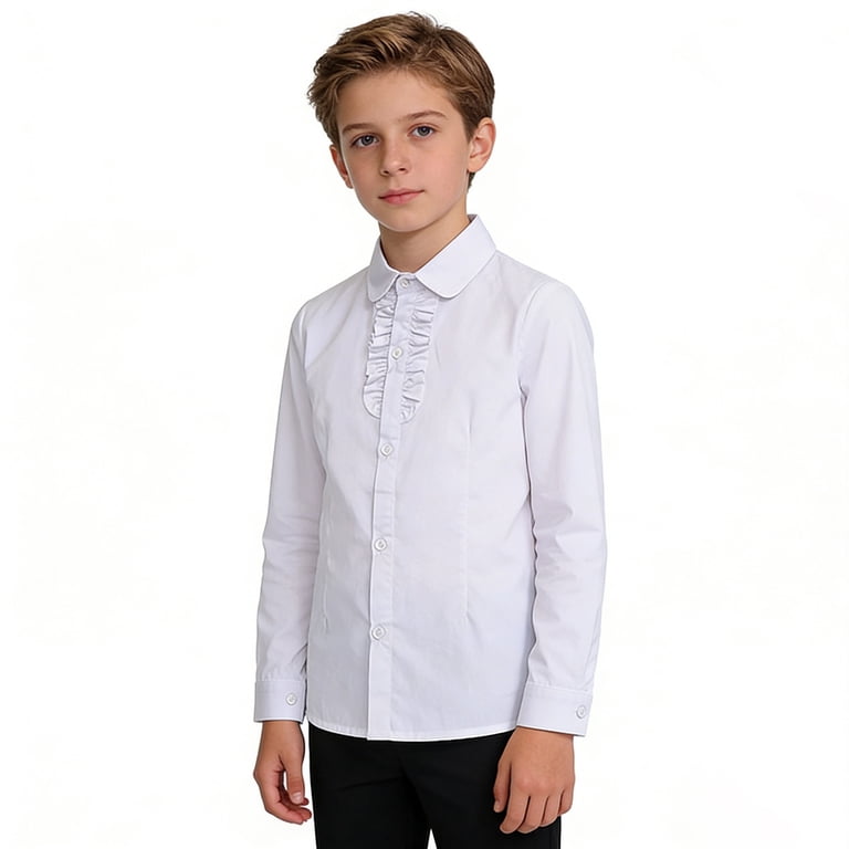 white dress shirt graduation Weloijevbe Girls Button Down Shirts White Shirt for Boys Dress Shirt Graduation Shirts School Shirt for Toddler Boy 17-18 Years, Toddler Unisex,