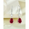 thumbnail image 4 of PYNZY 925 Sterling Silver Teardrop Dangle Earrings with 7x10MM Created Ruby Birthstones, Wedding Cubic Zirconia Hook Earrings for Women Christmas Jewelry Gifts, 4 of 6