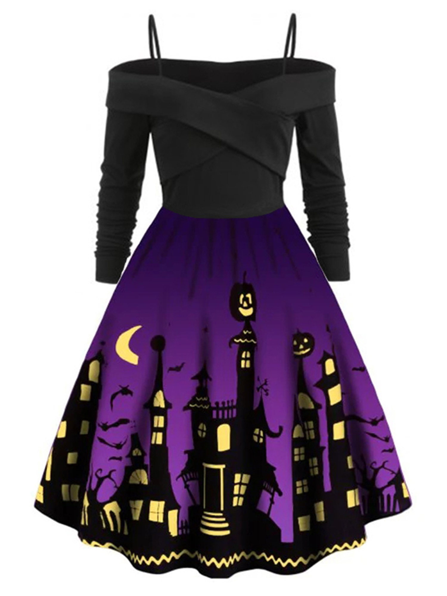 Shakub Womens Halloween Vintage 50s 60s Rockabilly Swing Dress Evening Party Cocktail Midi