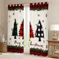 thumbnail image 2 of Feelyou Cartoon Xmas Tree Curtains Pack of 2 (42x84 Each) for Kid, Merry Christmas Curtains Blackout, Black Red Buffalo Bedroom Curtains, Window Curtains Home Decor, 2 of 6
