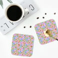thumbnail image 4 of Vsdgher Colorful Cow Skin Leather Coasters for Drinks, Durable Drink Coasters 4 Set for Tabletop Protection, Luxurious Home Décor and Housewarming Gift ( {designName})Square, 4 of 6
