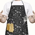 thumbnail image 2 of Black White Gothic Moon Flower Card Pattern Apron-Garden Aprons for Women with Pockets-Cotton Linen Waterproof Kitchen Cooking Gardening Aprons Adjustable for Kitchen,Cooking,BBQ and Salon 33x27 Inch, 2 of 7