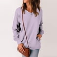 thumbnail image 4 of Kagetolytai Womens Tops Womens Casual V Neck Sweatshirt Loose Soft Long Sleeve Pullover Tops Solid Shirts With Side Pockets Plus Size Tops for Women Light Purple S, 4 of 7