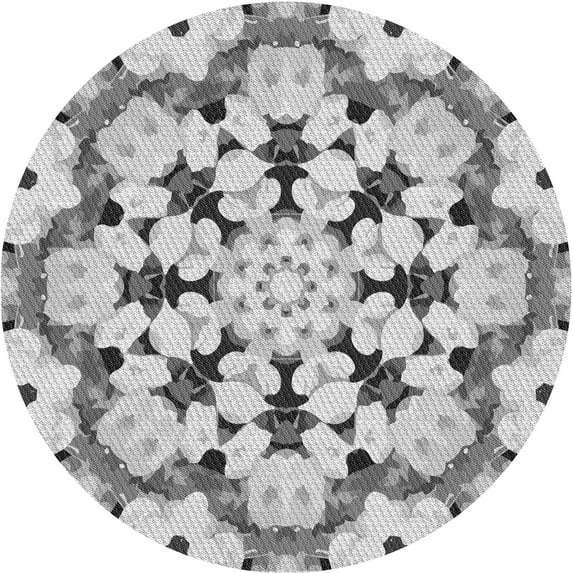 Ahgly Company Indoor Round Patterned Platinum Gray Area Rugs, 3' Round