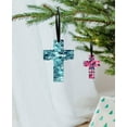 thumbnail image 5 of WIRESTER Set of 2 Aluminum Cross Hanging Ornaments for Christmas Tree Holidays Party Home Office Xmas Tree Decoration Gift - Mermaid Scales Blue Wave & Pink Mermaid Scales, 5 of 6