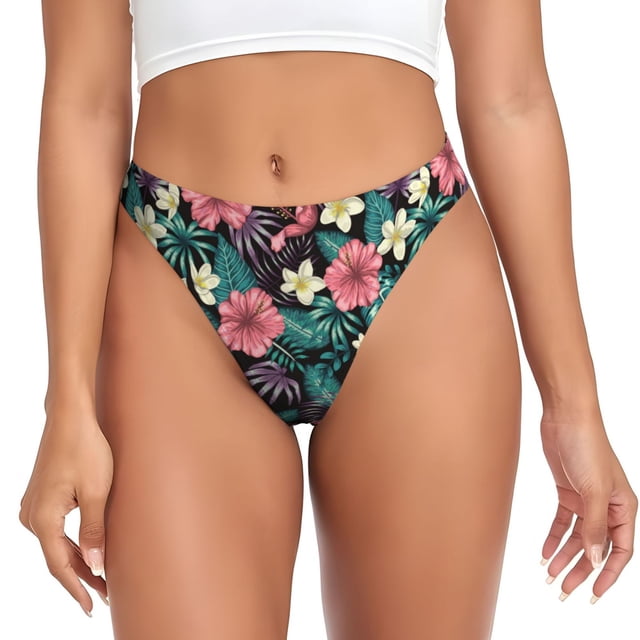 Fotbe Green Tropical Leaves Tanga Sin Costuras para Mujer con Estampado – Panties Invisibles, Transpirables y Cómodos para Uso Diario-X-Small