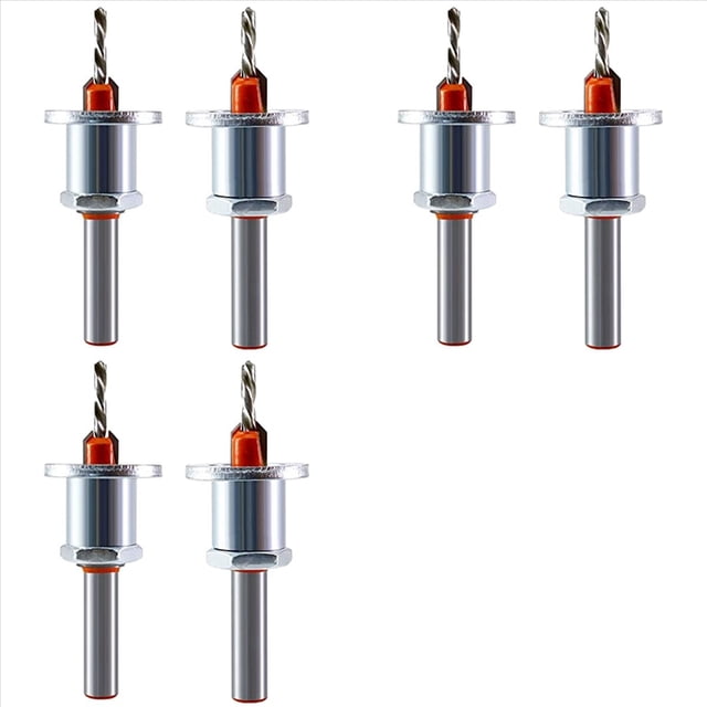 Paquete de 6 Avellanadores de Metal de 8 mm con de Profundidad, Brocas de Madera para Taladrar Metal para Carpintería, Plástico, Taladrado