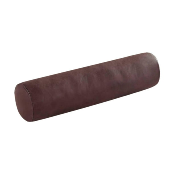Almohada cilíndrica redonda para el cuello, almohada larga para soporte de cabeza, cuello, espalda y piernas. Marrón oscuro