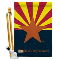Breeze Decor BD-SS-HS-108079-IP-BO-D-US13-BD 28 x 40 in. Vertical Arizona Americana States Impressions Decorative Double Sided House Flag Set with Pole & Bracket Hardware