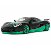 2023 Rimac Nevera Black with Green Stripes 1/18 Model Car by GT Spirit