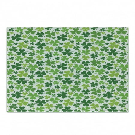 

Clover Cutting Board St Patrick s Day Pattern with Irregular Continuous Shamrocks Decorative Tempered Glass Cutting and Serving Board in 3 Sizes by Ambesonne