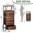 thumbnail image 3 of Eunos Tall Nightstand with Charging Station and LED for Bedroom, 5 Drawer with Storage Shelfs, Wood Grain Print, 3 of 8
