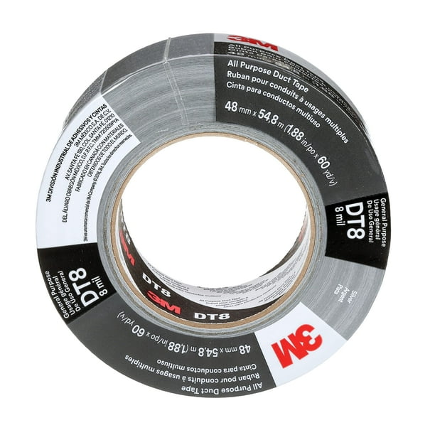 Cinta adhesiva 3M DT8 de resistencia industrial plateada, 48 mm x 55 m x 0,2 mm