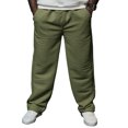 thumbnail image 5 of LWavelet Men's Vertical Striped Wide Leg Joggers - Drawstring Waist Soft Fabric Trendy Casual Daily Pants Army Green L, 5 of 5