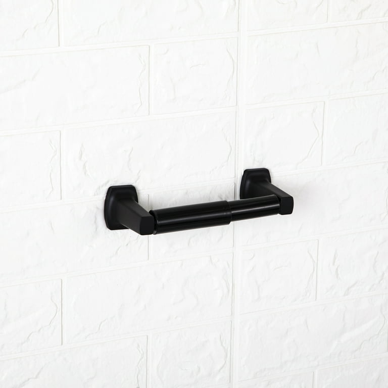 Tierney Contemporary Matte Black Wall Mounted Toilet Paper Holder with  Cover