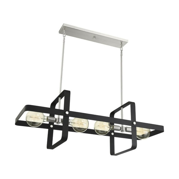 60/6625 Nuvo Lighting Prana-4 Light Island-24 Inches Wide by 14.75 Inches High-Matte Black/Brushed Nickel Finish